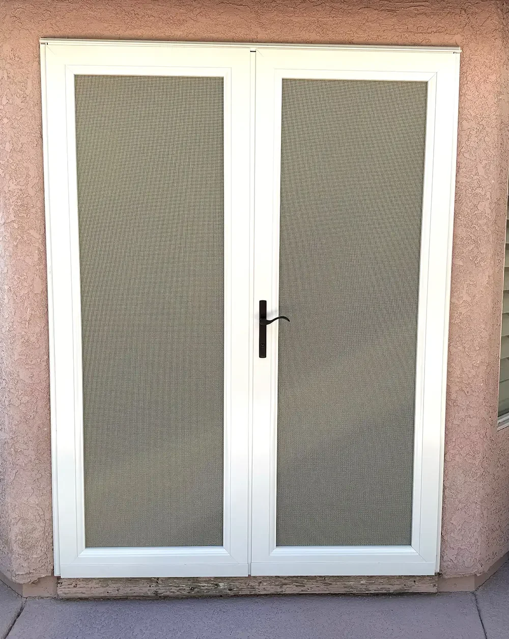 Double security screen doors with white frame and stainless steel mesh