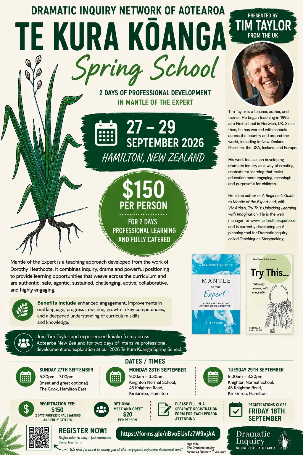 Poster of Te Kura Kōanga Spring School 2026
