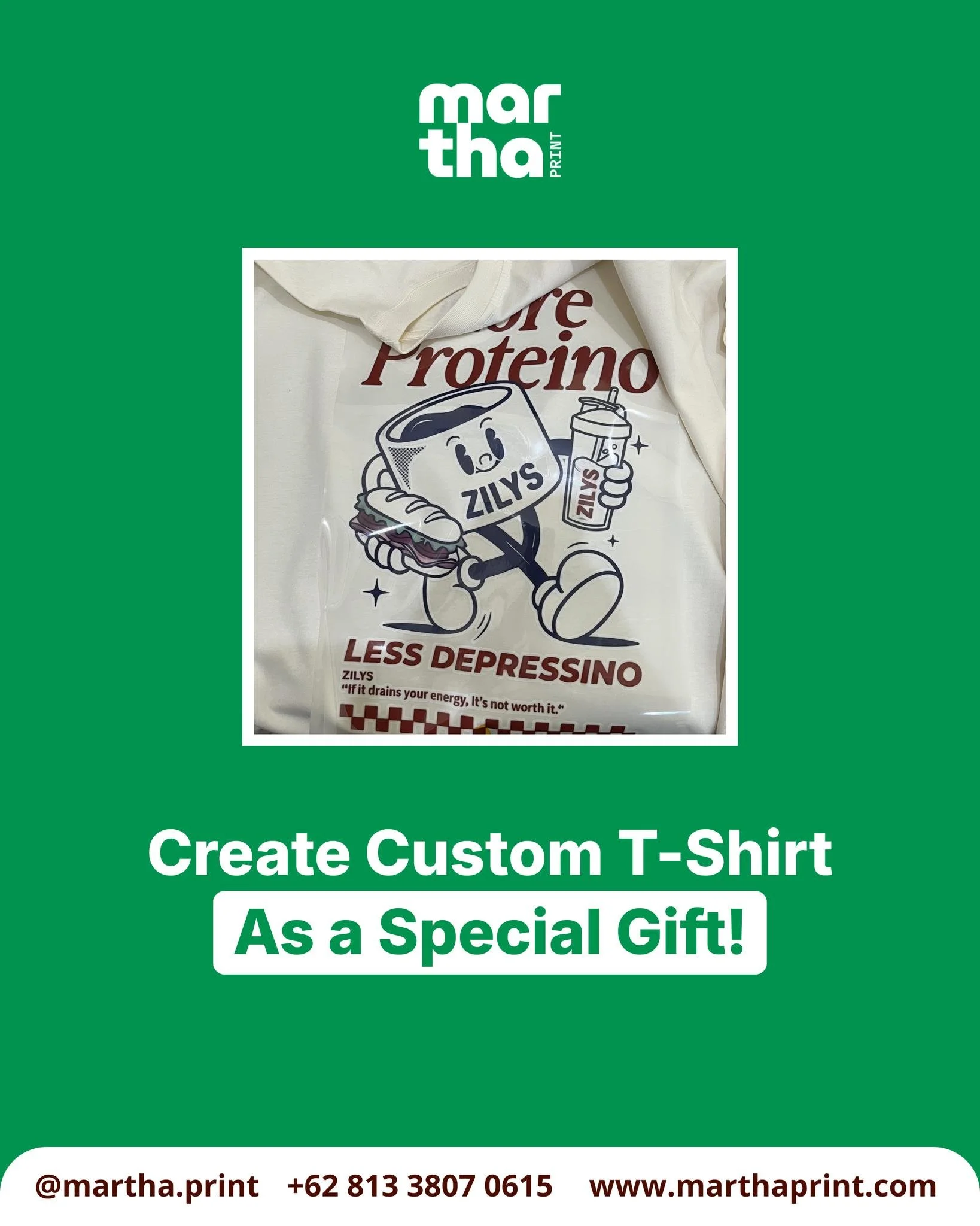 make a custom t-shirt as a special gift 👕✨
thoughtful, personal, and made just the way you want it.
a simple idea that turns into something meaningful to wear.

📝 Single or bulk textile printing
WEB: www.marthaprint.com
WA: +62 813-3807-0615