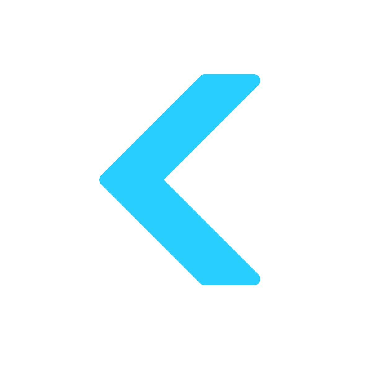Blue code symbol arrow pointing left on black background.