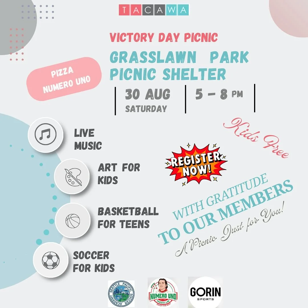 🎉 Join us for TACAWA&rsquo;s Victory Day Picnic! 🇹🇷✨ ⚽ Sports, 🎨 art, 🏀 fun, 🎶 live Turkish music by Anatolian Turkish Musicians, and community spirit&mdash;August 30 at Grasslawn Park! 👧 Kids &amp; Teens: FREE | 👨&zwj;👩&zwj;👧 Adults: $15 ?