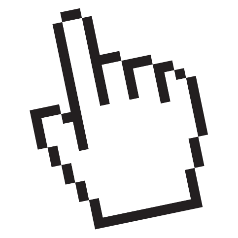 Pixelated computer cursor hand icon pointing upwards