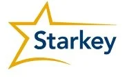 Starkey logo with a gold star and blue text.