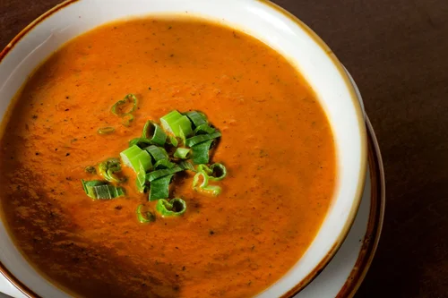 Roasted fresno & tomato bisque