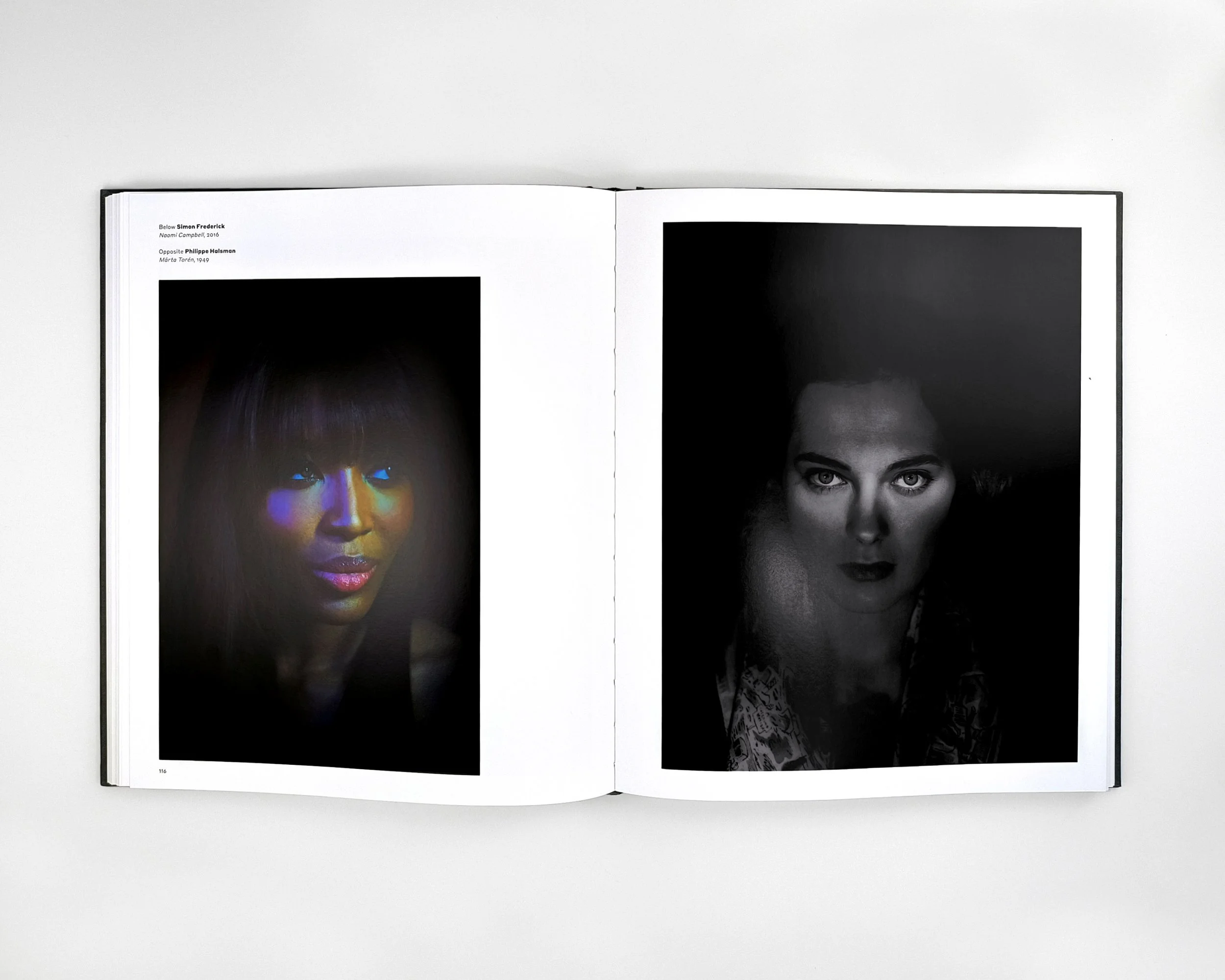Face Time interior layout designed by Karolina Prymaka for Thames & Hudson illustrated photography book, Simon Frederic and Philippe Halsman
