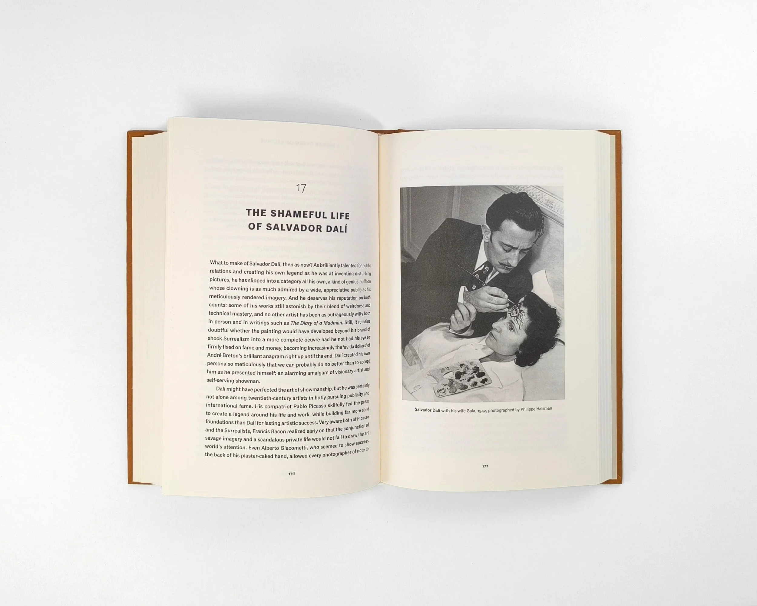 Artists' Lives Interior page layout designed by Karolina Prymaka for Thames & Hudson illustrated art book, Salvador Dali