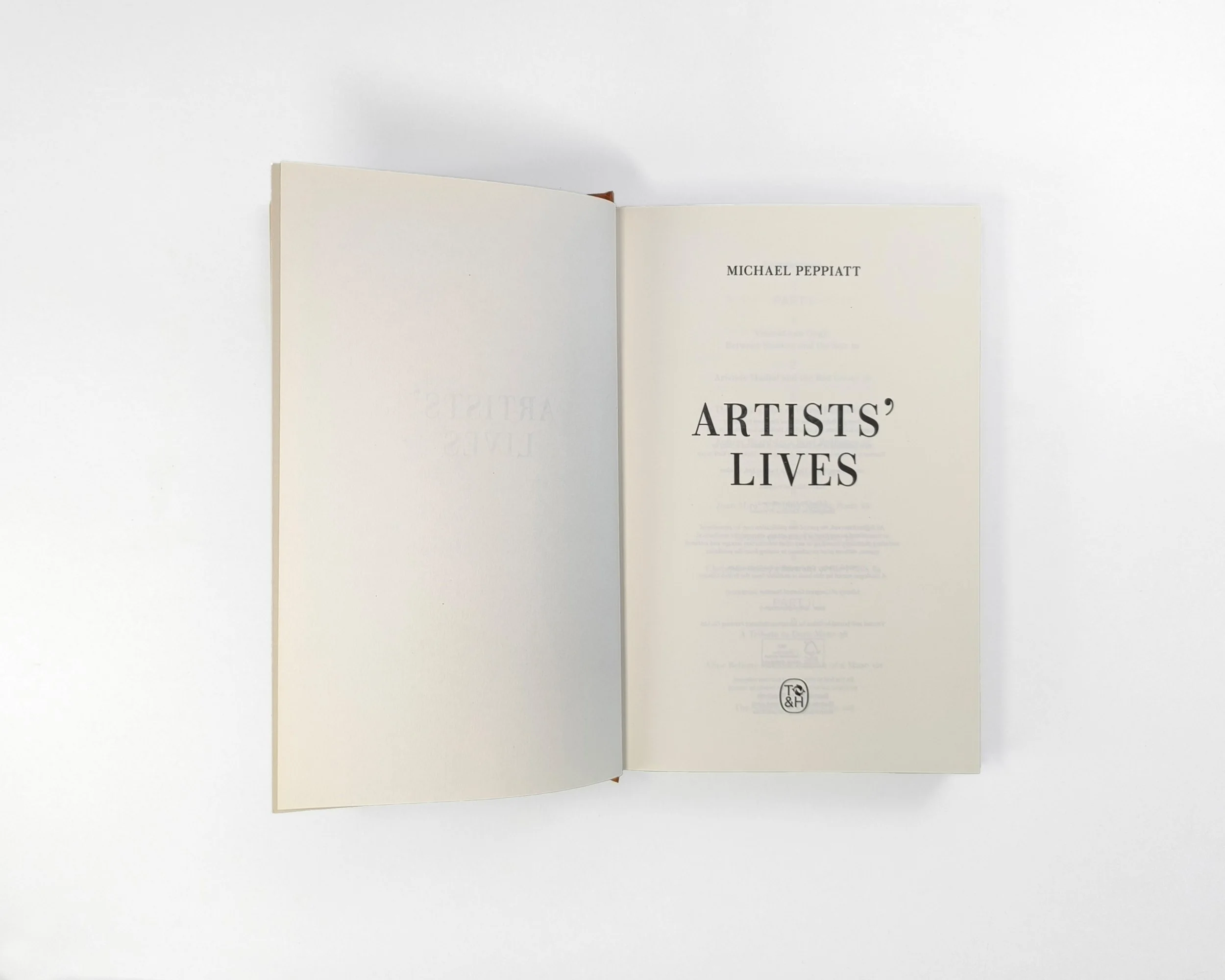 Artists' Lives Interior page layout designed by Karolina Prymaka for Thames & Hudson illustrated art book, title page