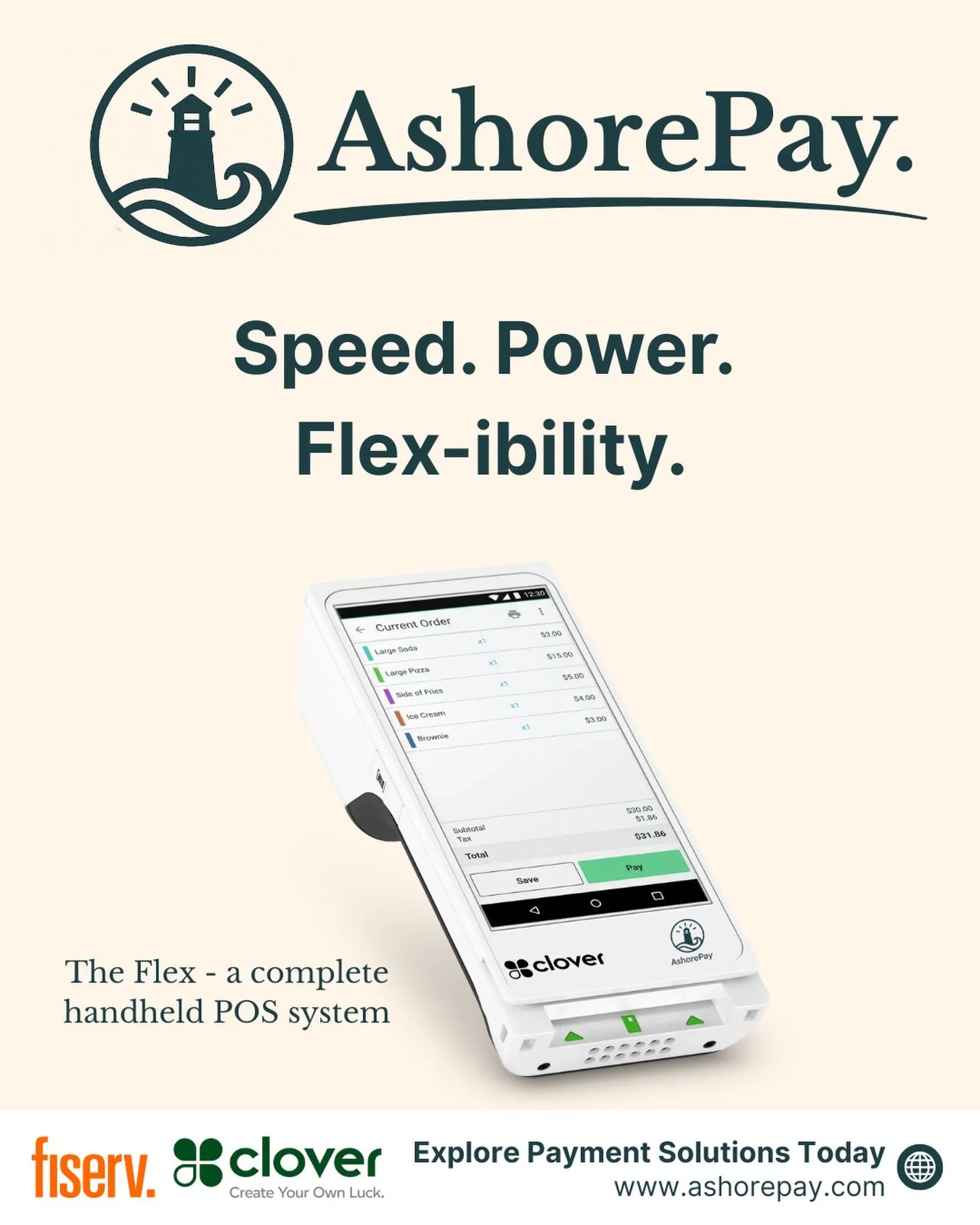 The Flex | a complete handheld POS system to run your business wherever you go ✅ 

#ashorepay #pos #paymentgateway #paymentprocessing #payments #pointofsale #pointofsalesystem #cloverflex #cloverpos #paymentsolutions #possystem #restaurantpos