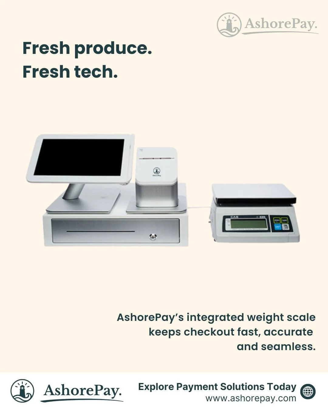 AshorePay's integrated weight scale helps businesses serve faster with smarter technology. 

Products are weighed directly through the POS, reducing manual entry, speeding up checkout and improving accuracy for staff and customers alike. 

Interested