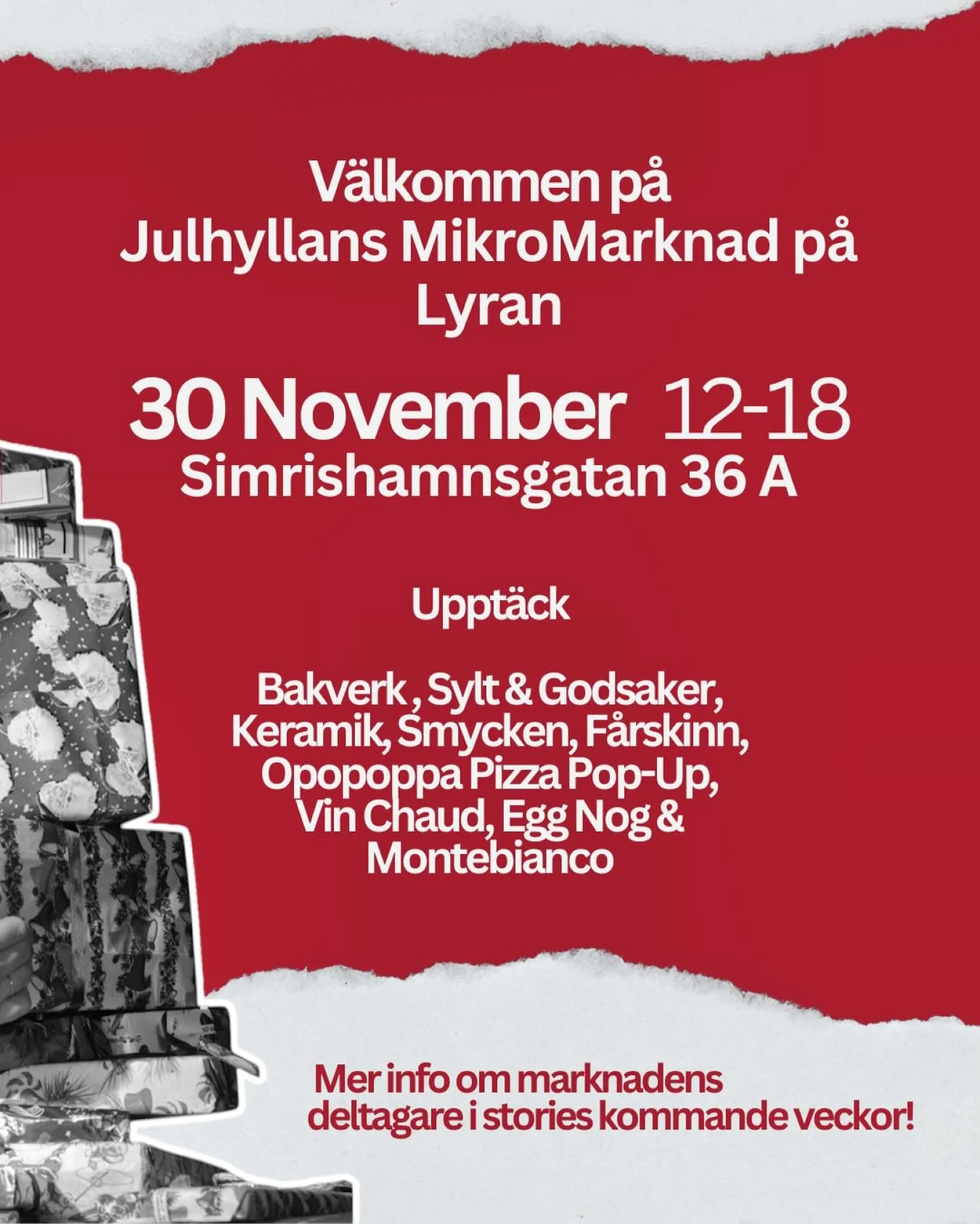 K&auml;ra V&auml;nner! 
🎄Julhyllans Mikro-Marknad🎄
30.e Nov. F&ouml;rsta Advent 🎅🏼❤️
Varmt V&auml;lkomna!
#jul #lyranmatbar #julhyllan #f&ouml;rstaadvent 
#yule #christmas #julmarknadmalm&ouml;2025
