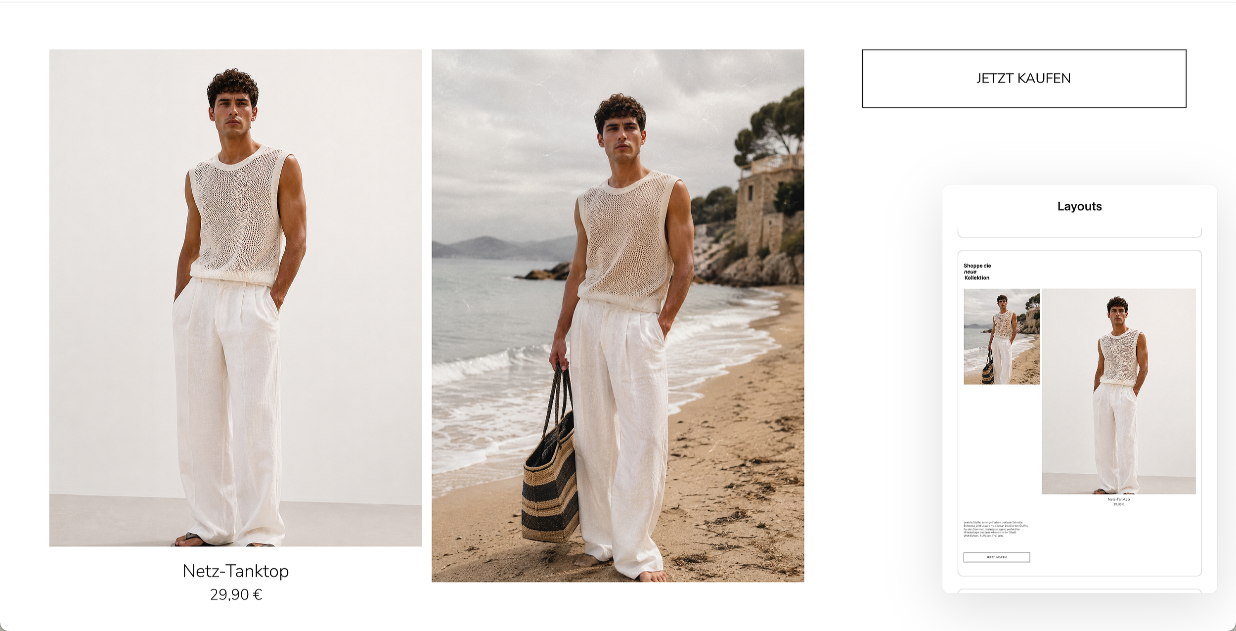 Online Shop Design Beispiel – Mediterrane Sommerlooks | RAUCO+