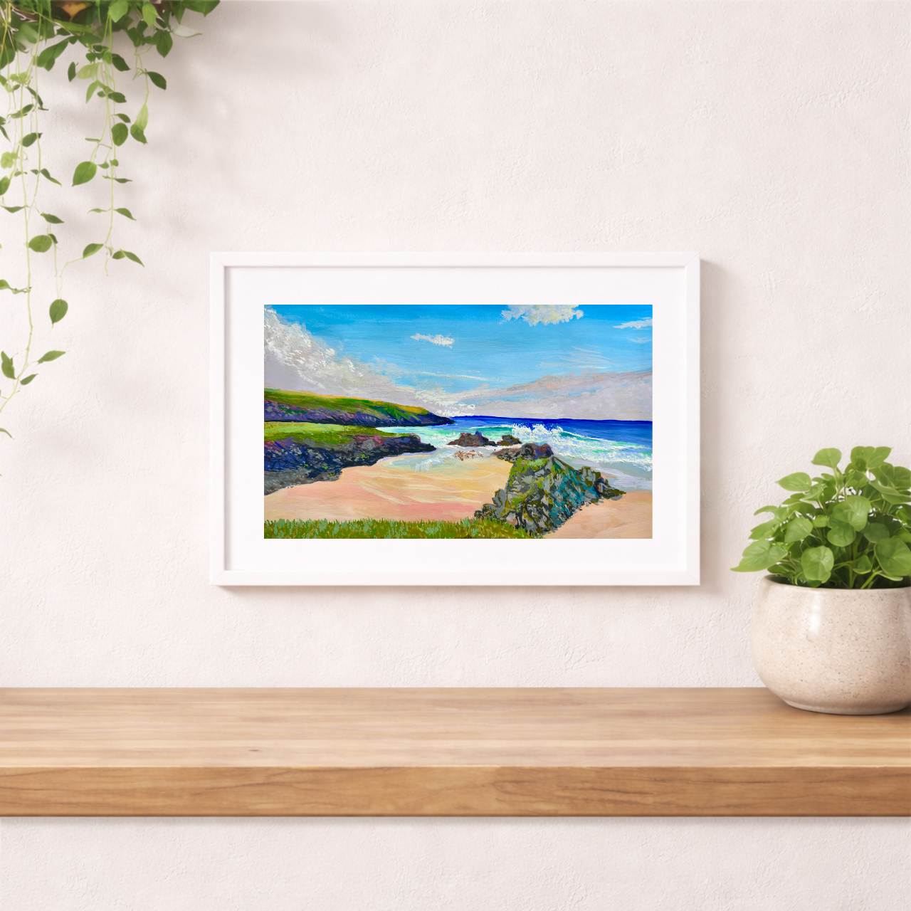 Durness Coastline Painting – Gouache Scottish Landscape Premium  Print
