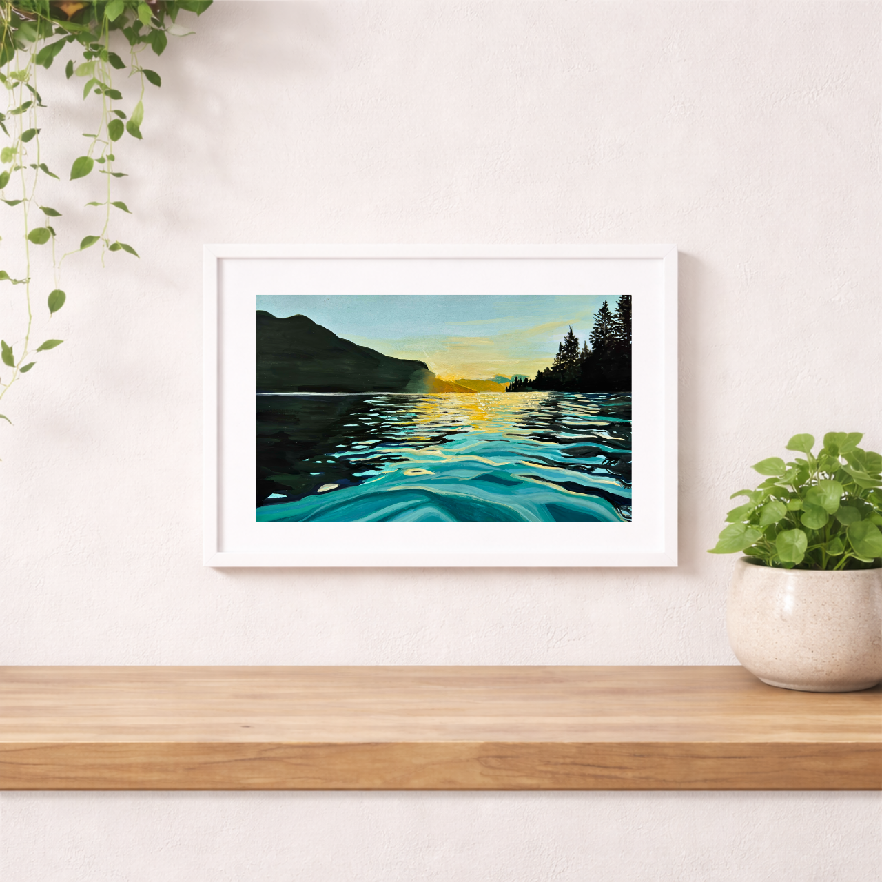 Sunset Silence Painting — Gouache Welsh Landscape Premium  Art Print