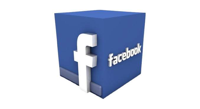 A 3D box featuring the Facebook logo and the word 'facebook' on a blue background.