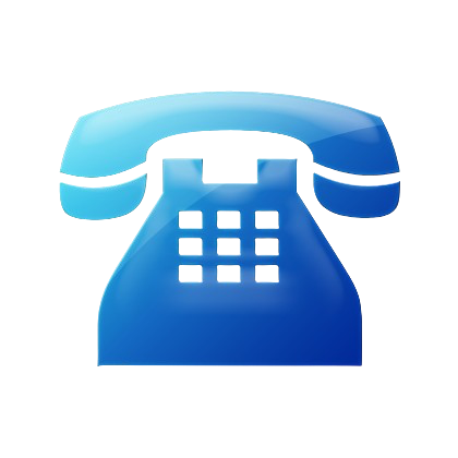 A blue, vintage-style telephone with a rotary dial.