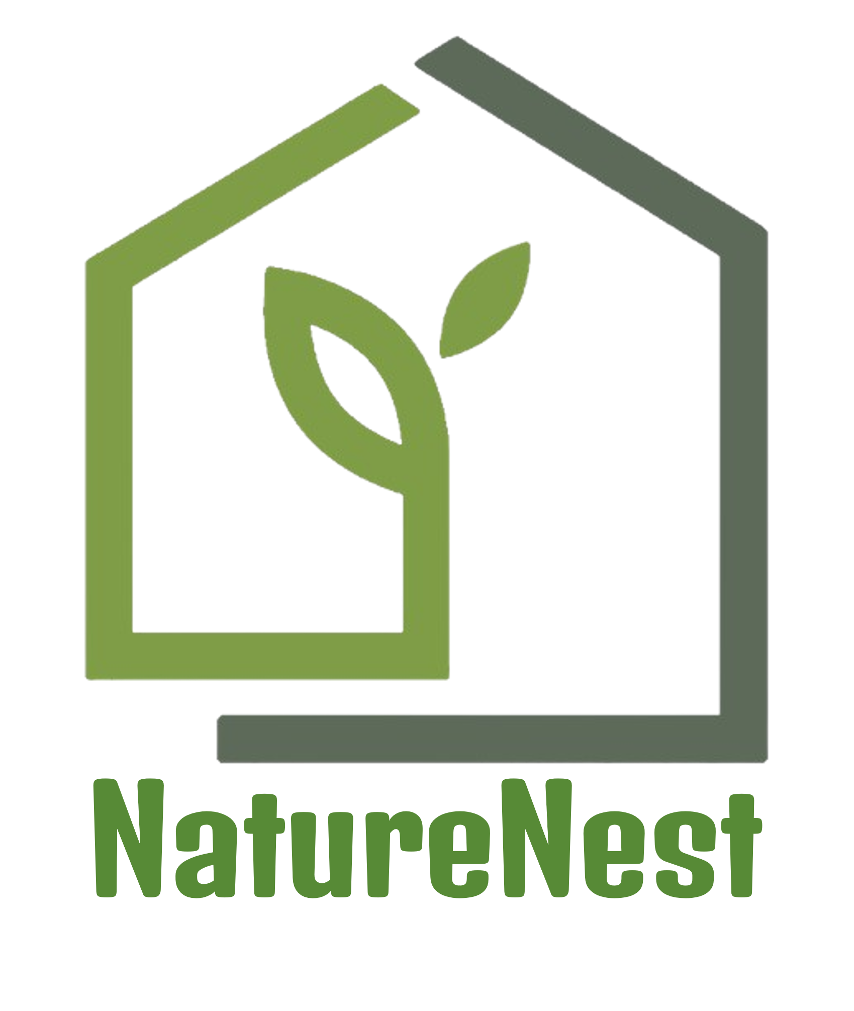 Logo of a green leaf inside a house outline with the text 'NatureNest' underneath.