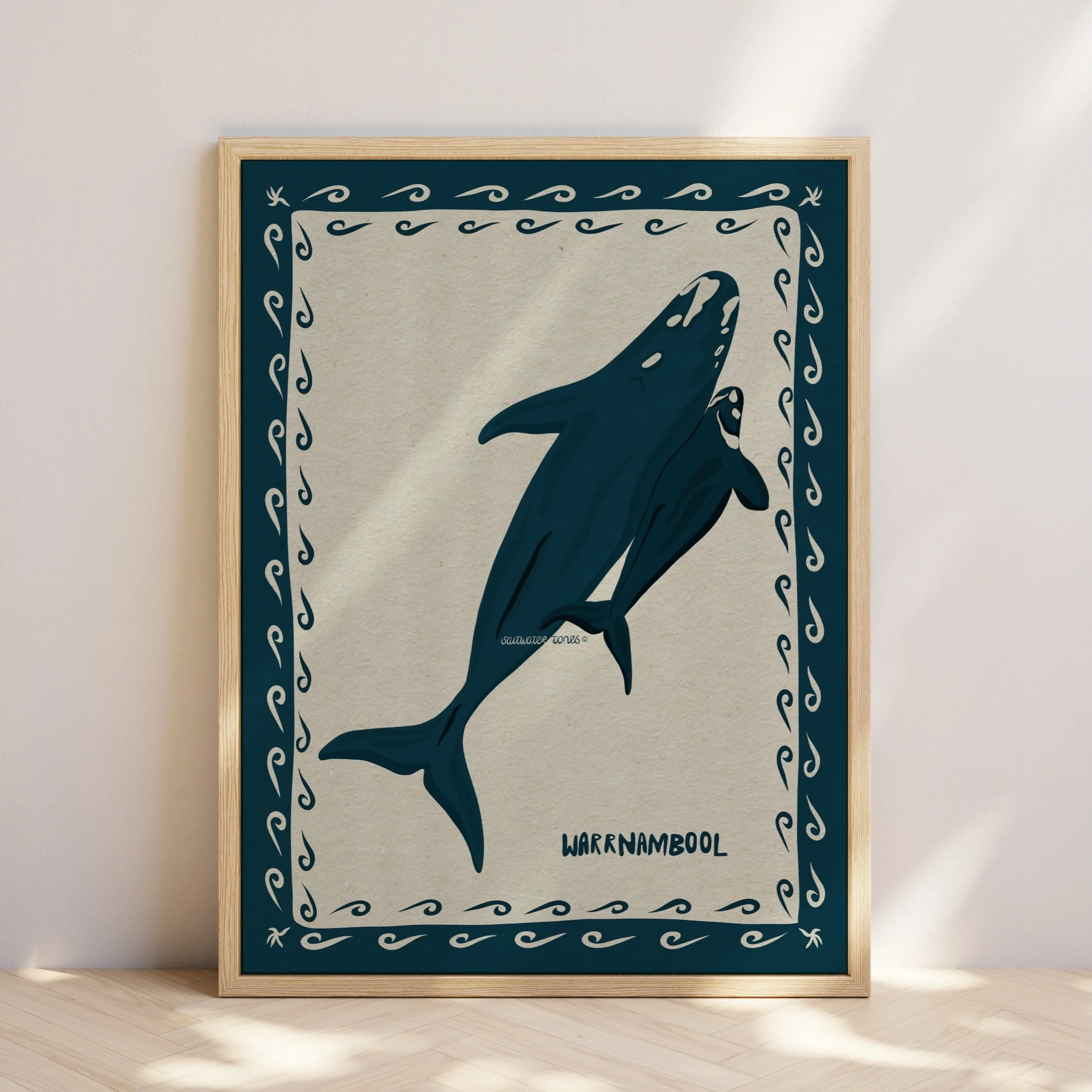 Southern right whale mumma with her calf. A piece of Warrnambool. 🩵

#southernrightwhale #warrnambool #oceanart #whaleart #coastalhomedecor