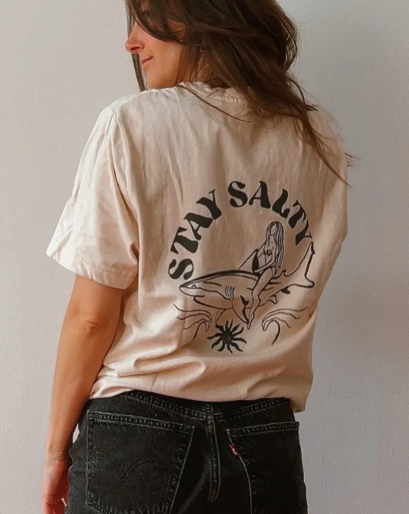 Hands down the best tshirt I&rsquo;ve ever made. Screen printed in Portugal. Organic cotton. The softest fabric. The quality of this one is unmatched!
If you&rsquo;ve purchased this one pls send me some photos! Would love to see it 🩵

#surfapparel #