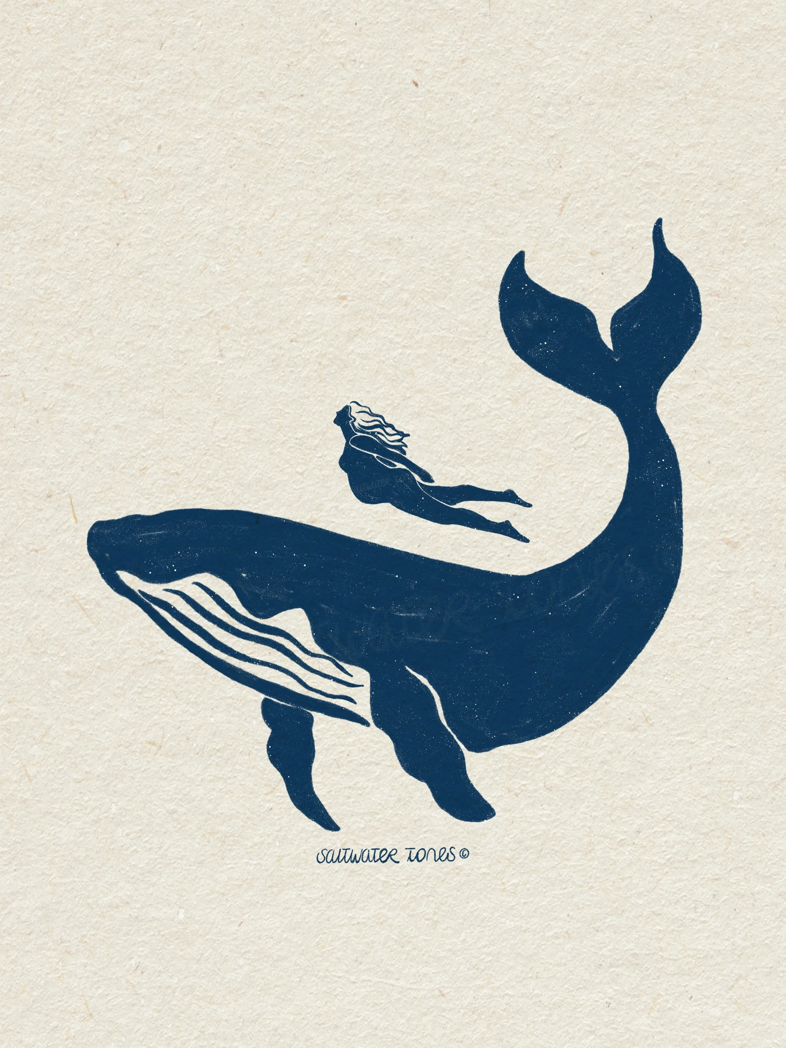 For all the mamas to be. 
I saw a photo of a pregnant woman swimming next to a whale the other day. You never know if it&rsquo;s ai these days but nonetheless this photo was so powerful that I wanted to capture this in an artwork. 

#oceaninspiredart