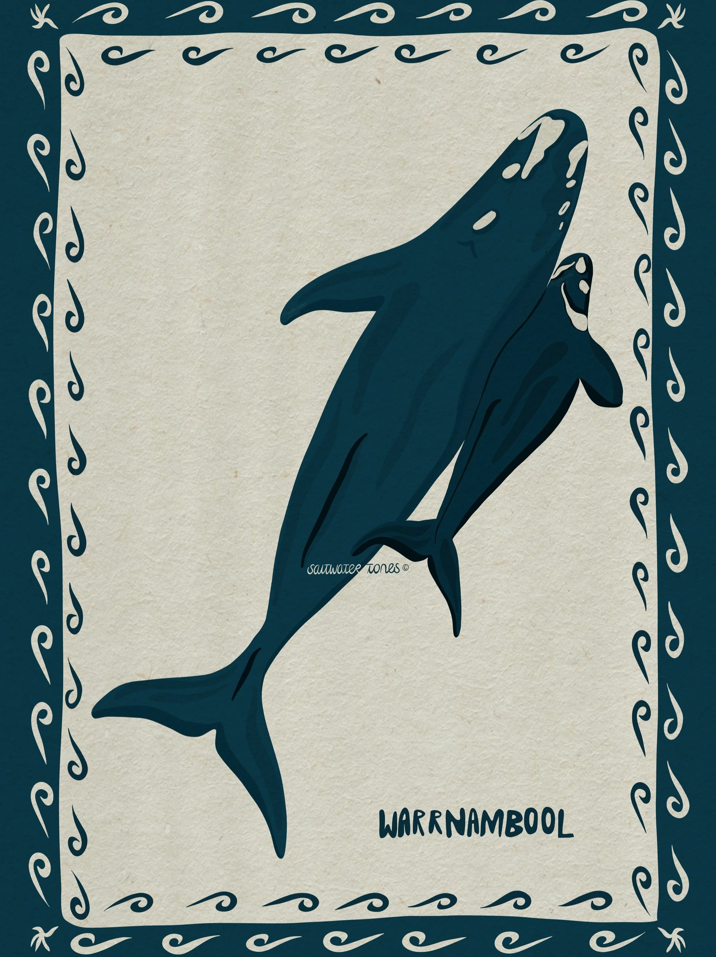Southern right whale. Thinking this could be a cute Warrnambool postcard 

#whaleart #oceaninspiredart #warrnamboolart #surfculture #coastalartist