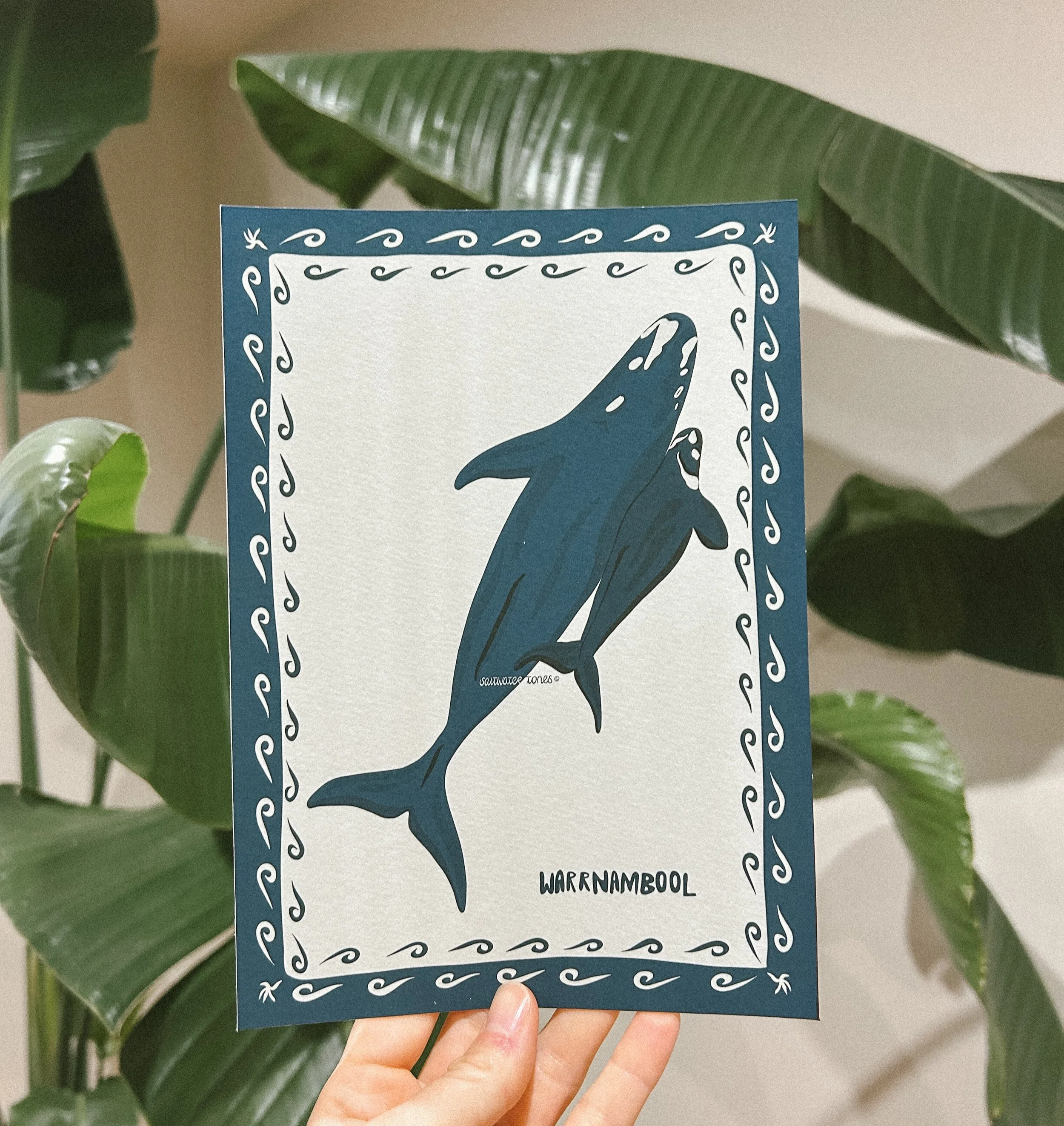 A piece from home 🩵 I think I need a couple more for this market season don&rsquo;t you think?
Already available online at www.saltwatertones.com

#warrnamboolart #warrnambool #oceaninspiredart #whaleart #surfculture