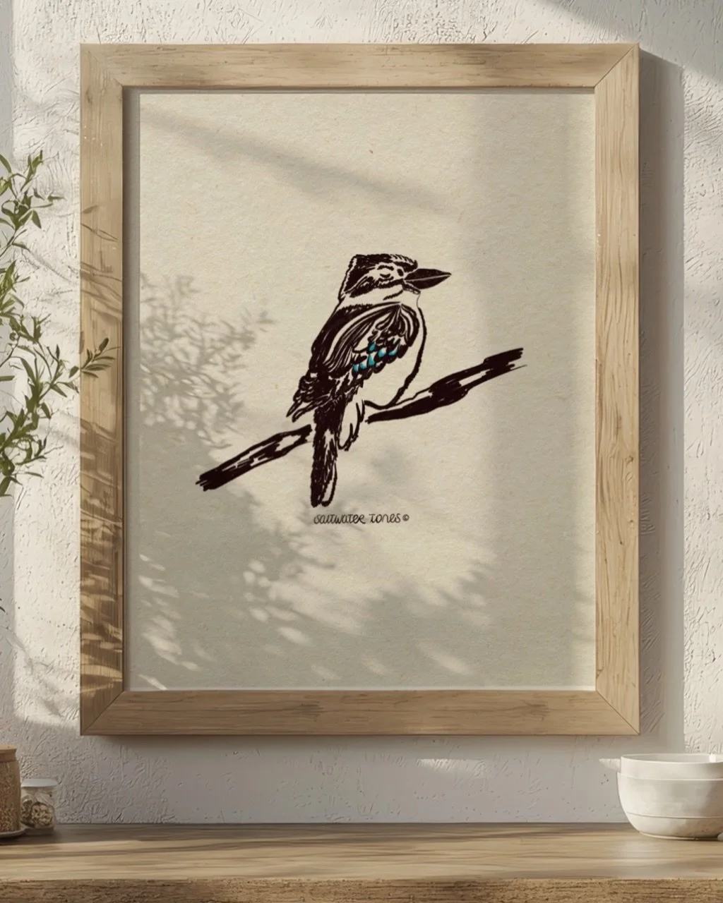 The Kookaburra - now available online at www.saltwatertones.com or link on bio. 

#australianwildlifeart #kookaburraart #birdartwork #coastalwallart #surfculture