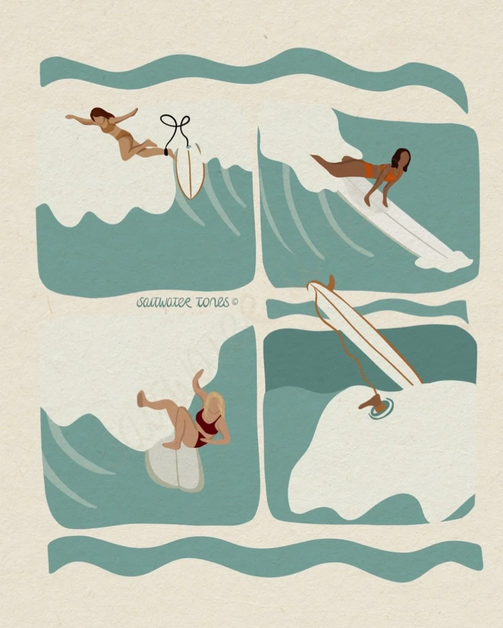 Gave this older piece a new colour. I drew this on one of those days where nothing worked. It reminds me to take it with humour and to just keep going.

#surffails #surfillustration #surfart #surfculture #surfinglifestyle