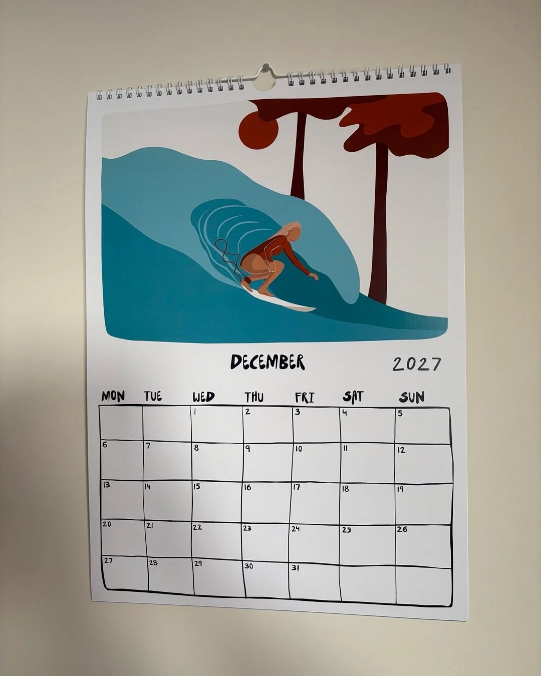 This year vs last year 🥰
Everything about the 2027 calendar is completely hand drawn. 

#surfillustration #oceaninspiredart #coastalwalldecor #coastalwallart #calendar2027