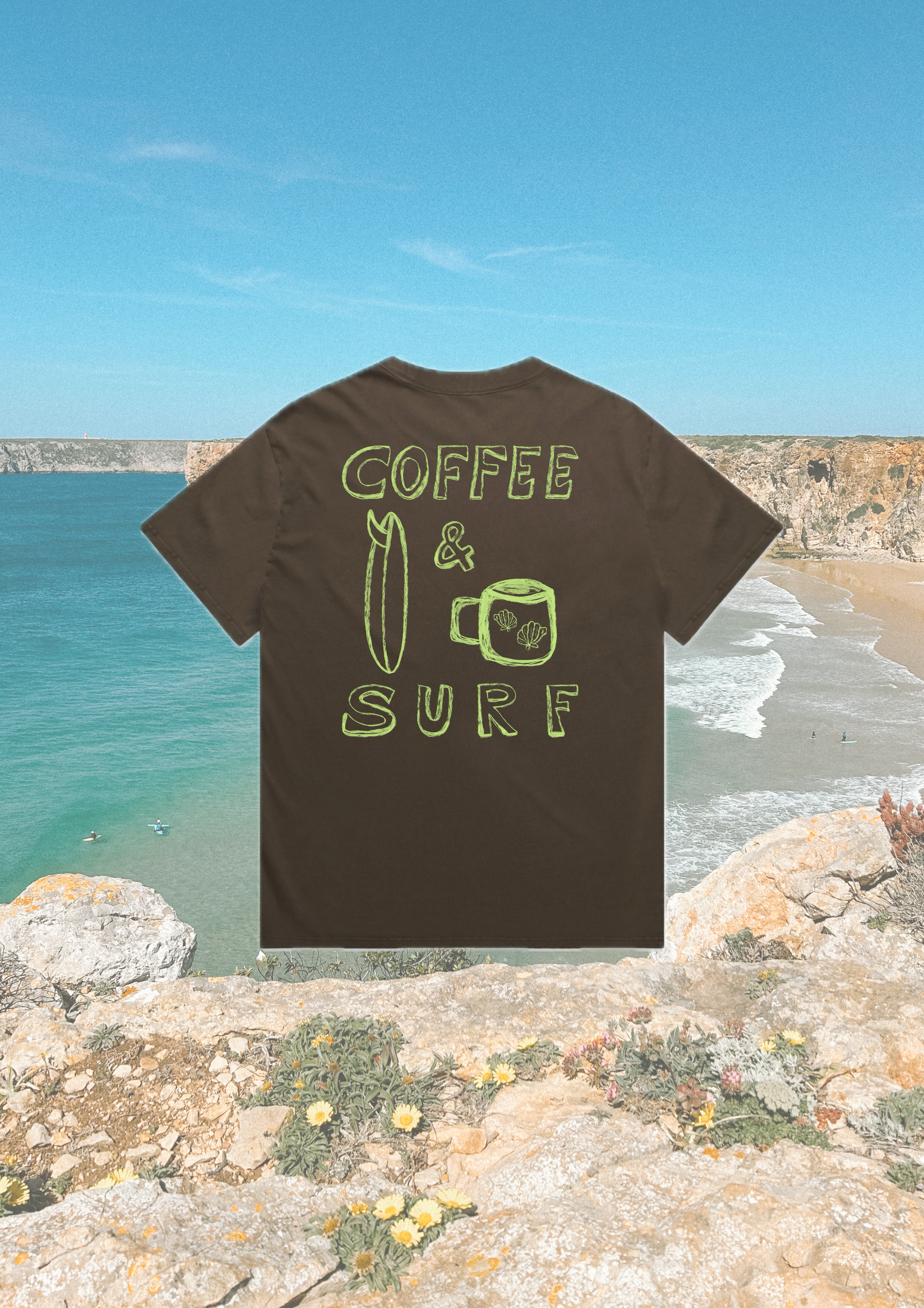 coffee and surf tee by saltwater tones