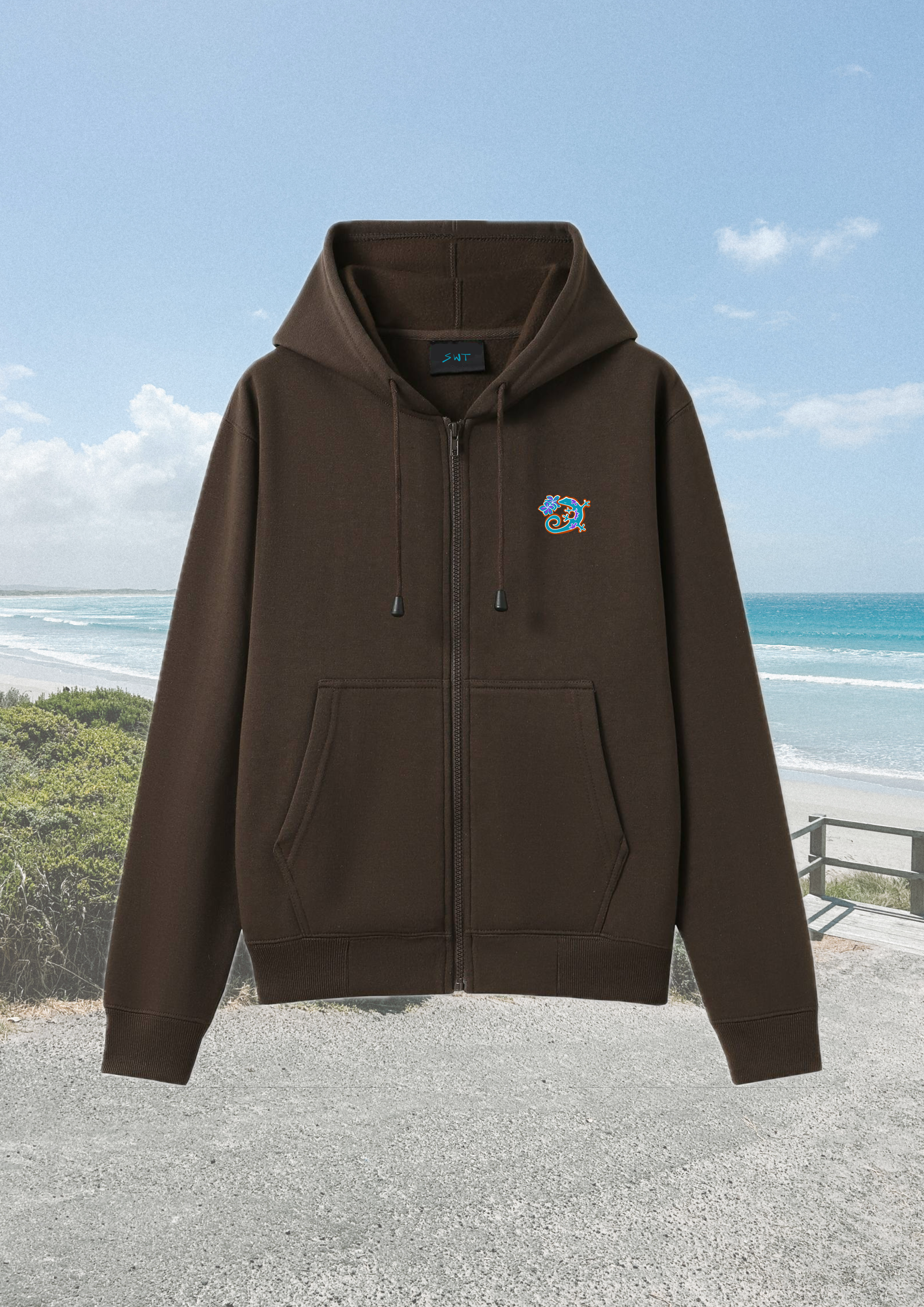 SWT Surf Zip Hoodie brown Surfwear by saltwater tones
