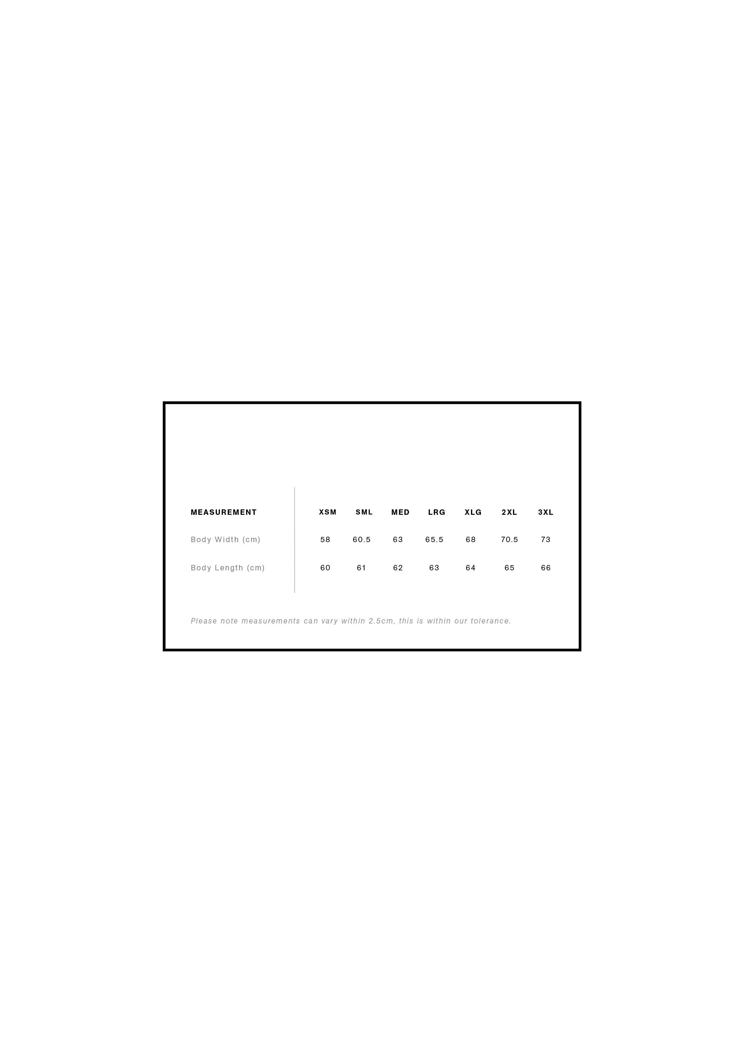 Hoodie size guide