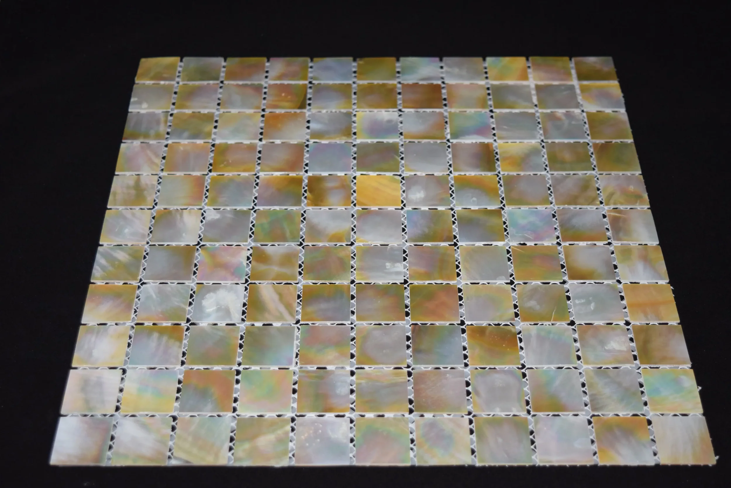 Gold Mother of Pearl Mosaic Tiles 25x25mm | Pearlosa Ora Natural Shell Tiles
