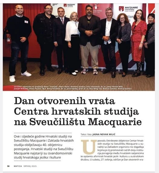 Croatian Studies Open Day featured in "Matica"