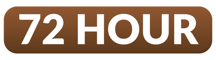 Brown sign with white text reading '72 HOUR'