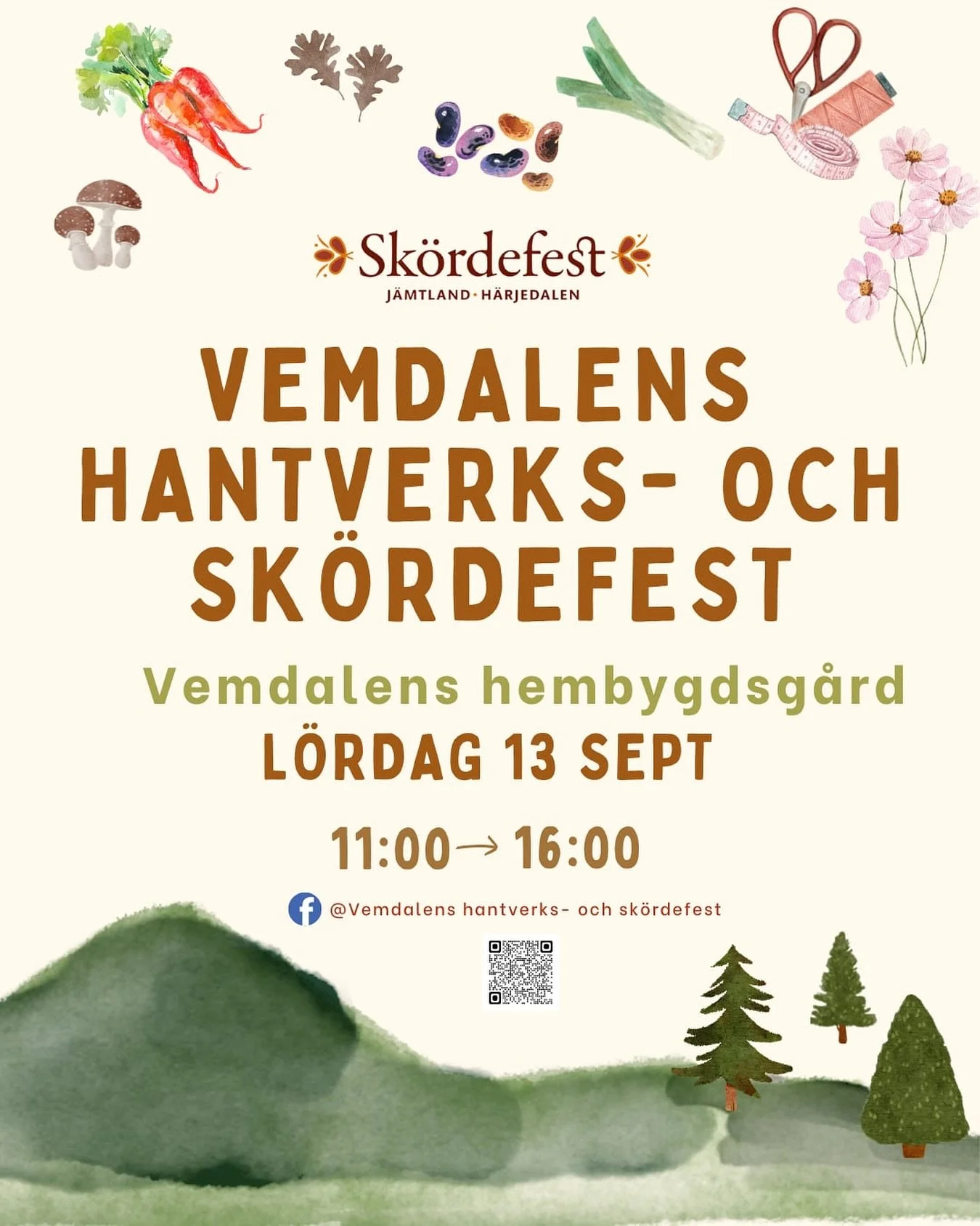Vemdalen bjuder in till Hantverks- och sk&ouml;rdefest p&aring; hembygdsg&aring;rden 🍂✨ Sj&auml;lv missar jag tyv&auml;rr den gemensamma &ouml;ppettiden, men jag hinner hem lagom till att ha kv&auml;lls&ouml;ppet mellan kl. 16&ndash;18.

🌿 Du hitta
