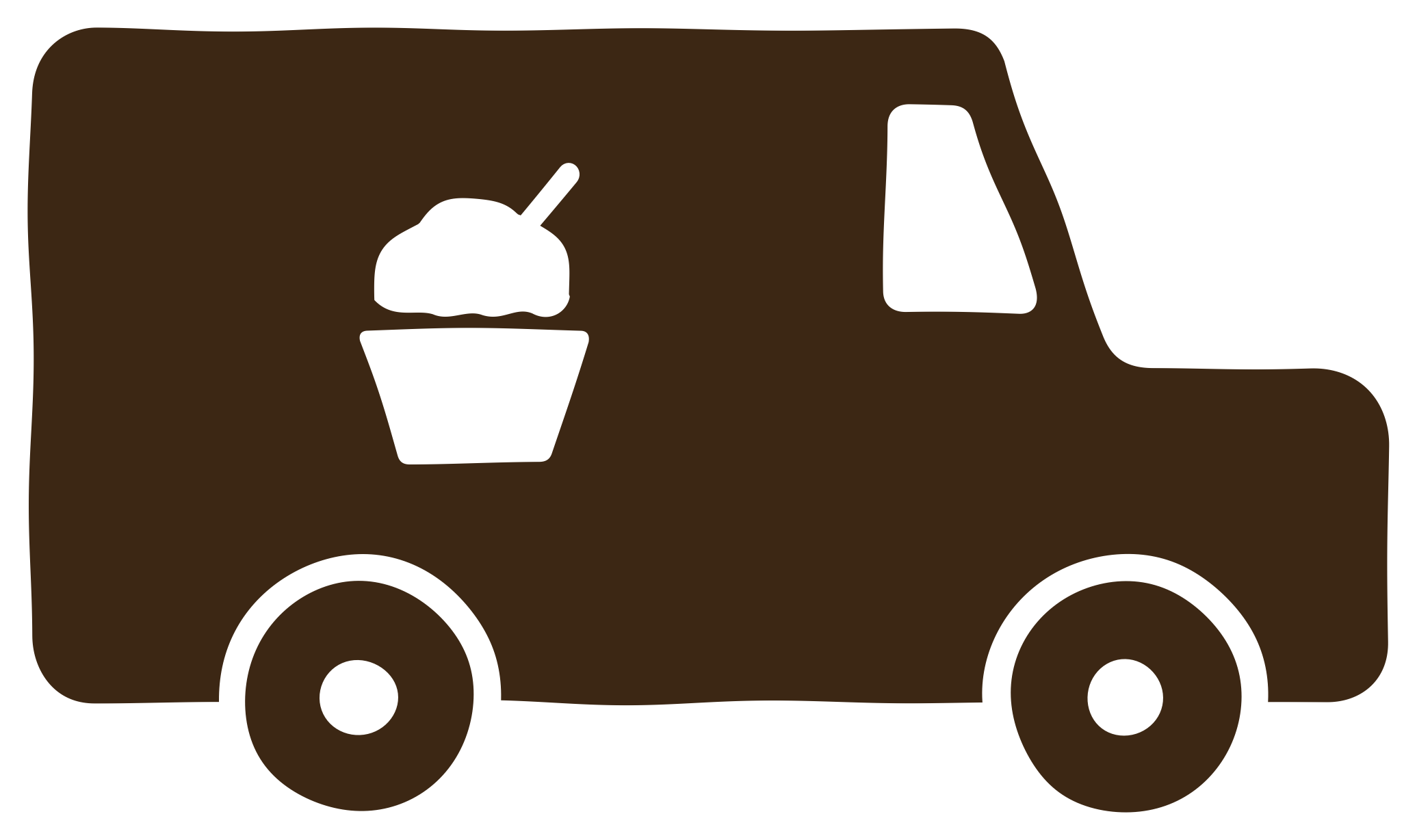 Illustration of the Bon & Rose delivery van with a gelato cup logo