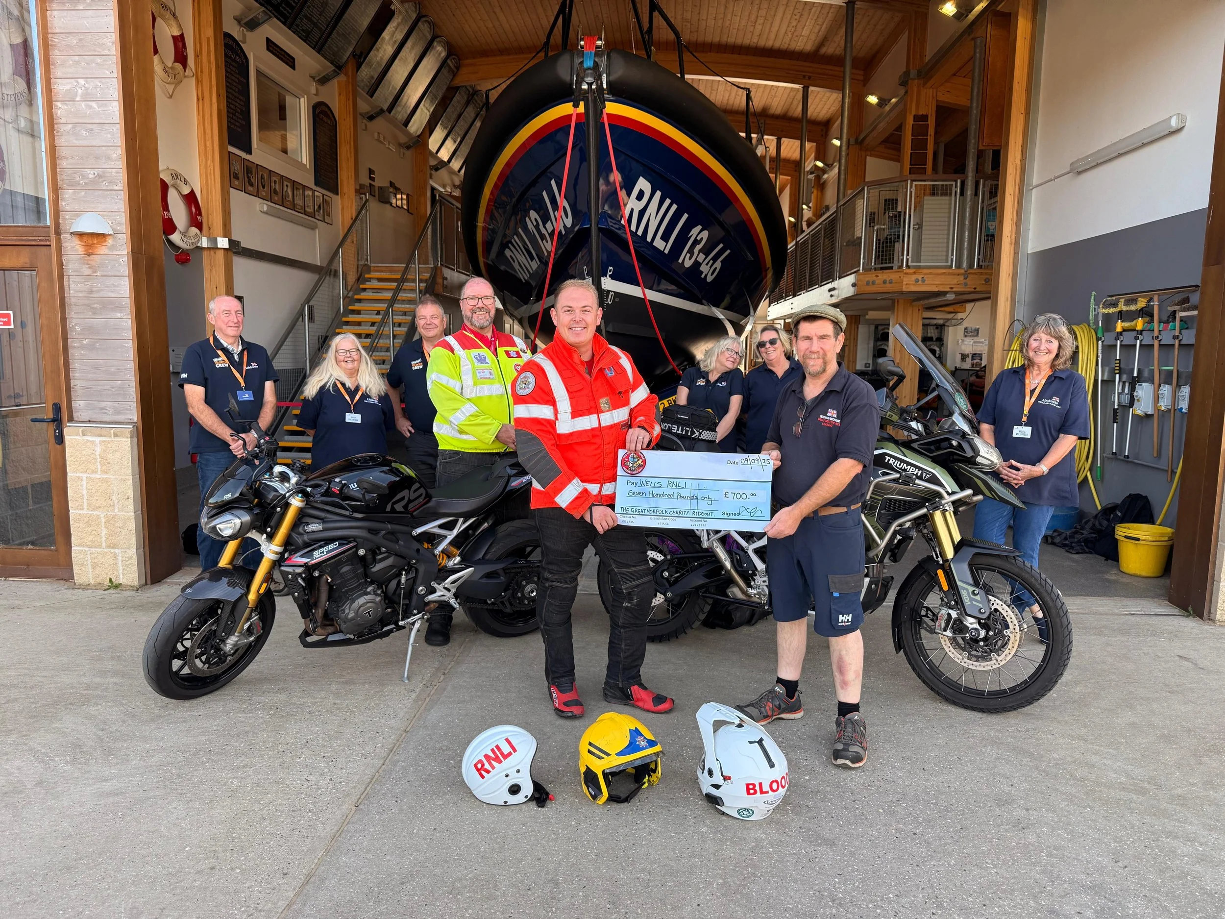 Cheque presentation with RNLI team
