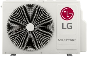 Luchtbehandelingsapparaat met LG-logo en ventilator.