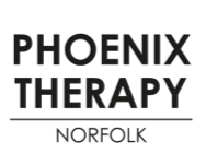 White background with black writing Logo Card for Phoenix Therapy
