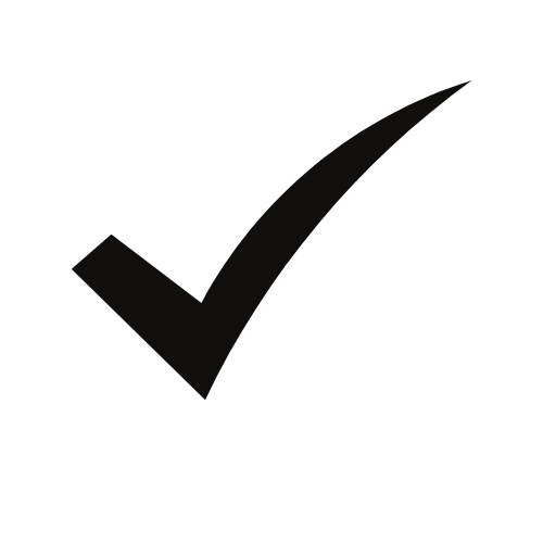 Black checkmark icon inside a circle.