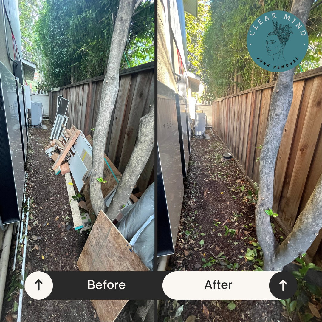 Construction debris being picked up in San Luis Obispo for a junk removal service, for a local contractor 