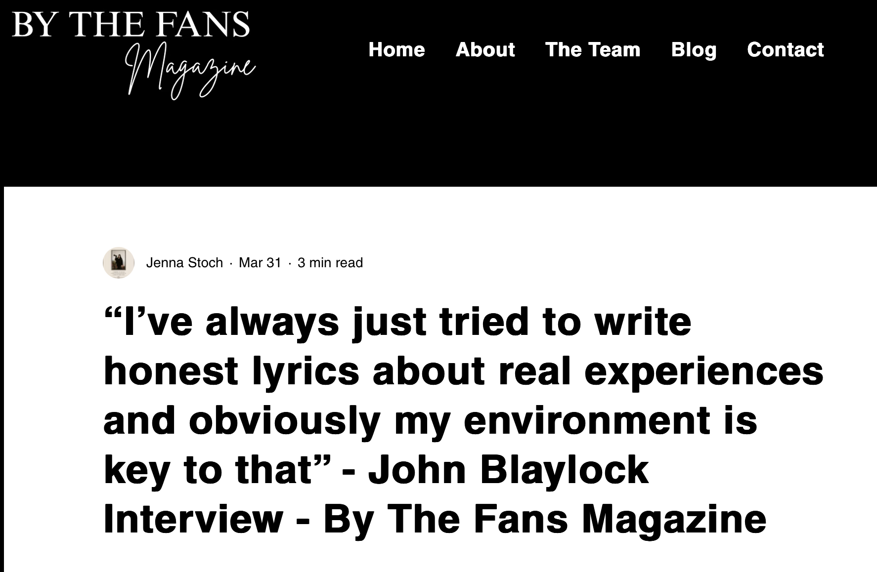 By The Fans Magazine Interview