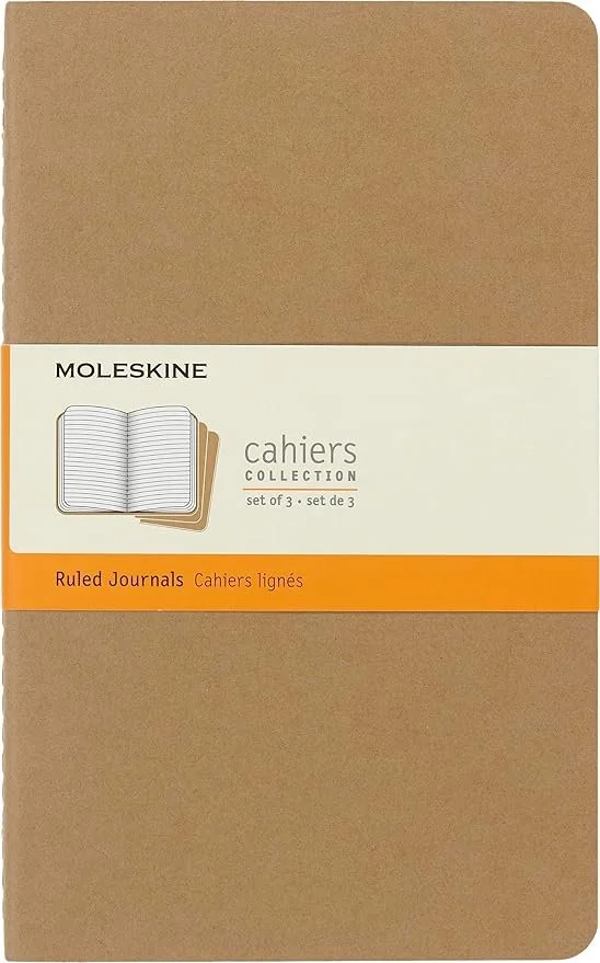 Brown ruled journal notebooks from Moleskine's collection, set of 3.