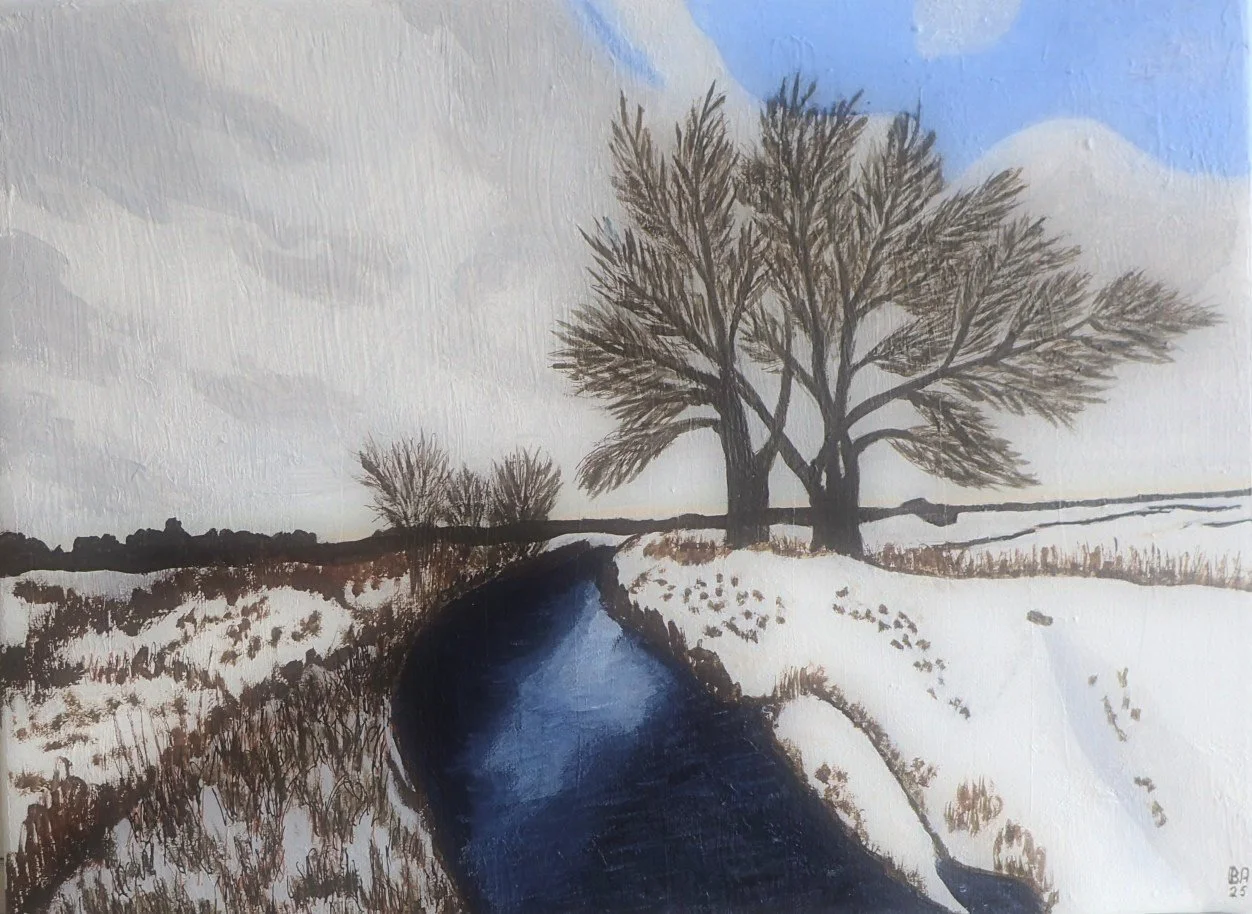 Å i snelandskab / 30 x 40 cm. / 840 kr.