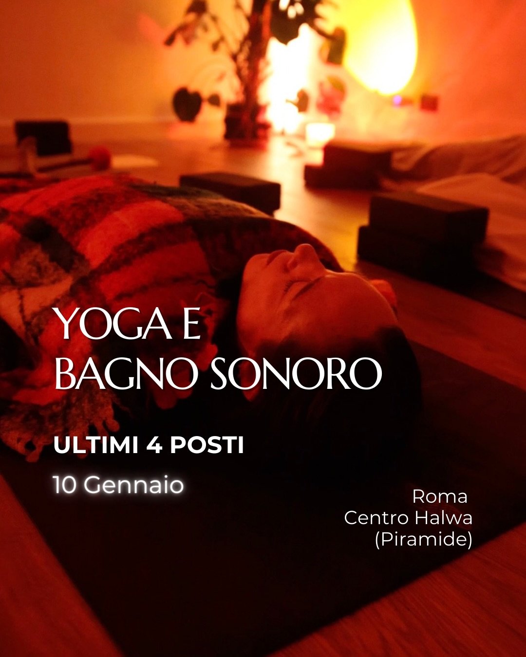 Sabato 10 gennaio 2026, dalle 16:00 alle 18:00, mancano solo 4 posti per Yoga &amp; Bagno Sonoro a Roma: Centro Halwa (Piramide).

Due ore per uscire dal rumore e tornare a casa.
Il corpo si muove lento, il respiro si allunga, il suono ti attraversa.