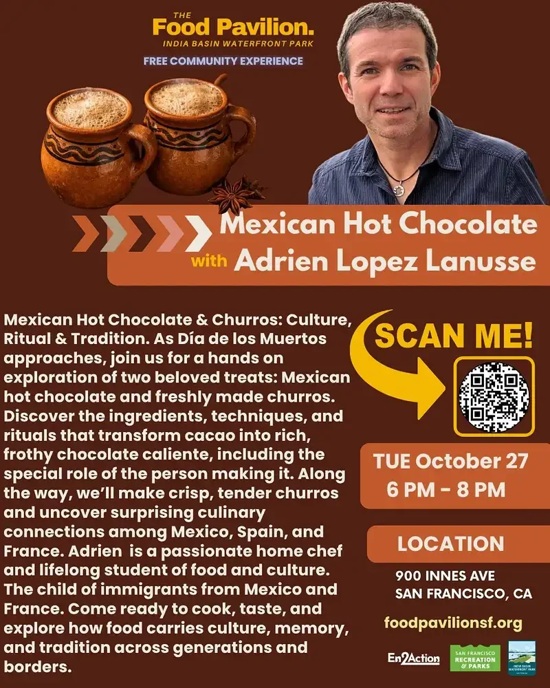 Flyer promoting the Mexican Hot Chocolate with Adrien Lopez Lanusse