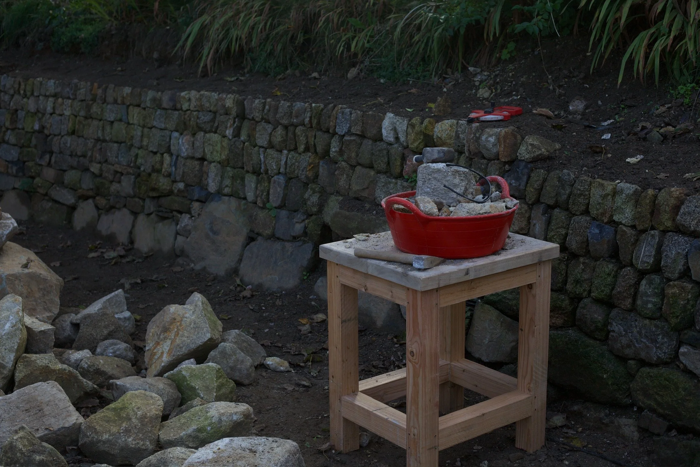 A stone dressing table