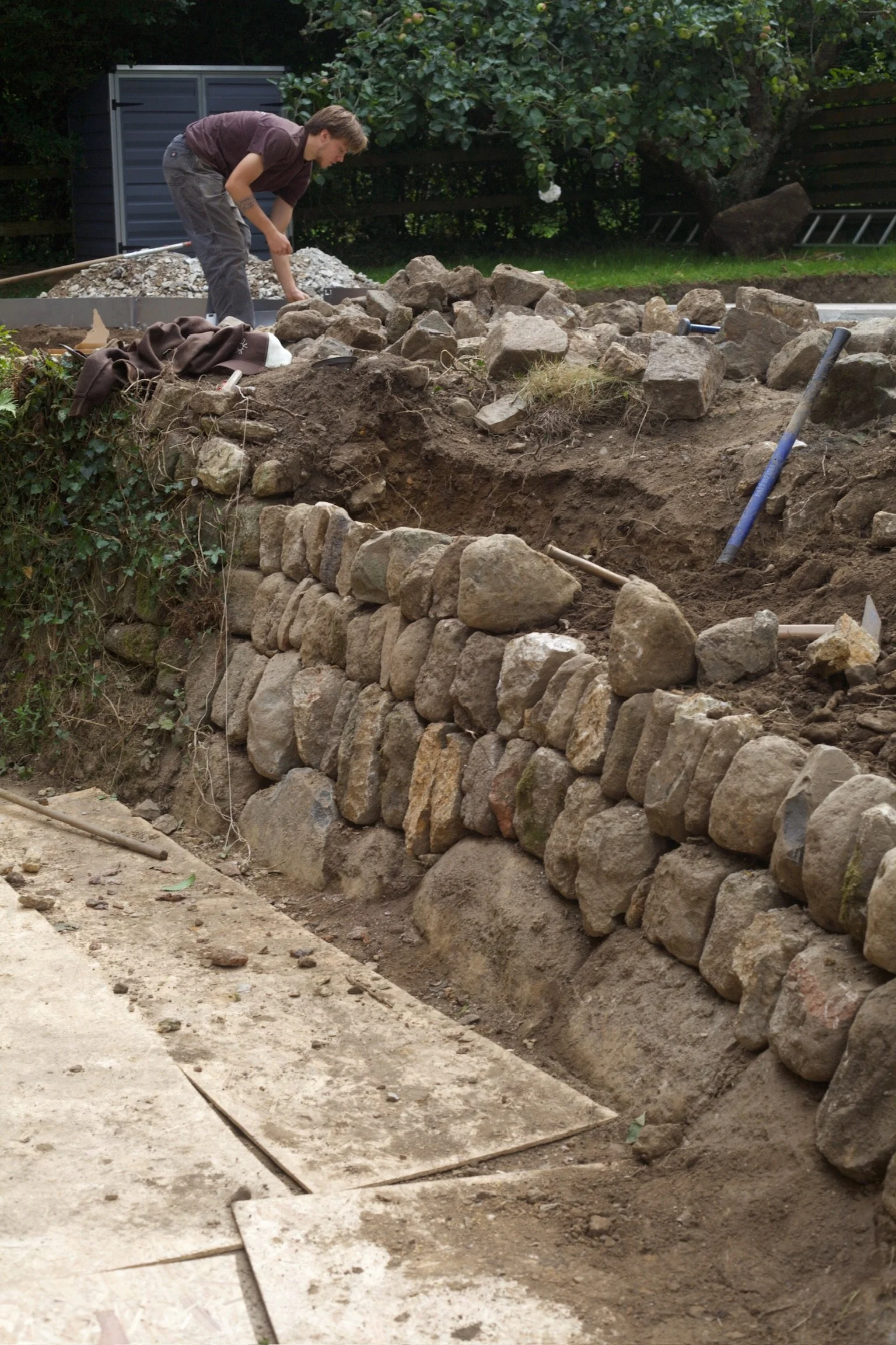 A Cornish Hedge in progress