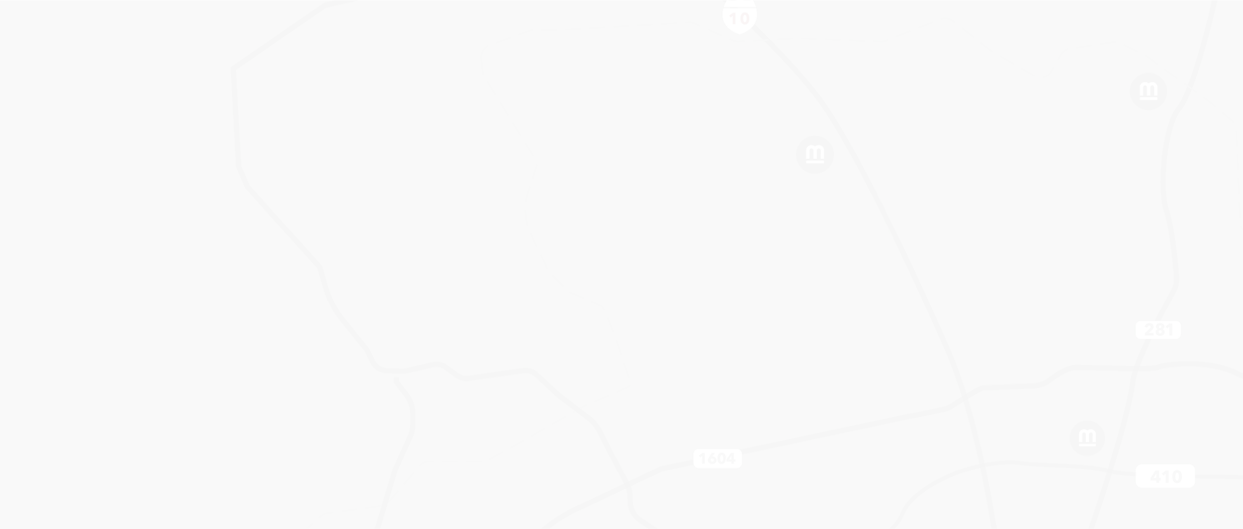 A grayscale map showing roads and highway numbers, with state parks or forest areas outlined.