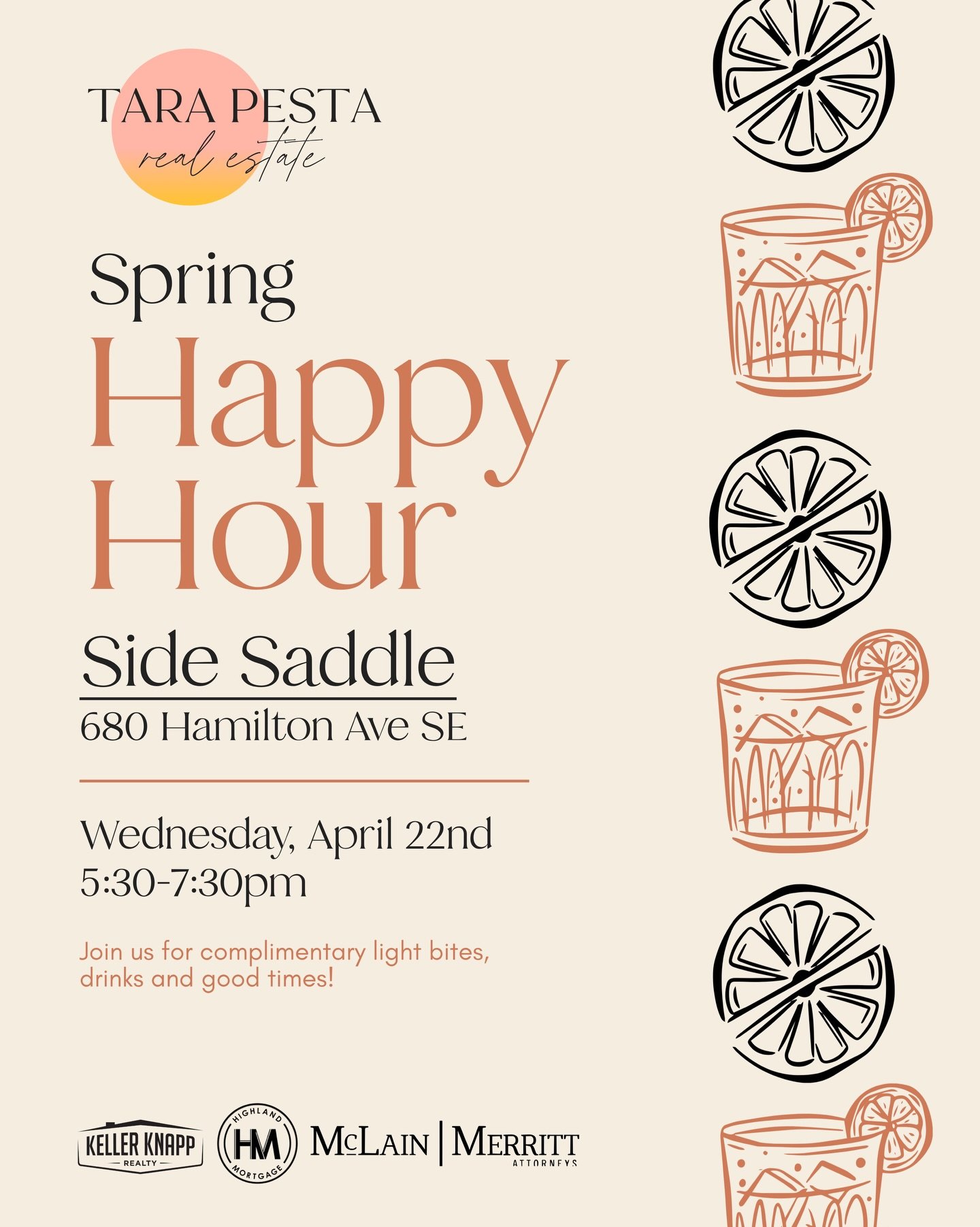Save the date ✨

Spring happy hour is coming...
Drinks, bites, good people 🥂

Invites coming soon - RSVP when it hits your inbox 👀
Want in? Just message me 💌

April 22 | @sidesaddlewine | 5:30pm&ndash;7:30pm